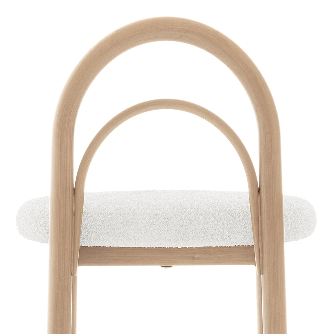 Gilles Boucle Arched Dining Chair Cream White Set of 2 featuring a sleek, double-arched backrest design and plush upholstered seat with thick foam padding, showcasing elegant and durable powder-coated metal legs.