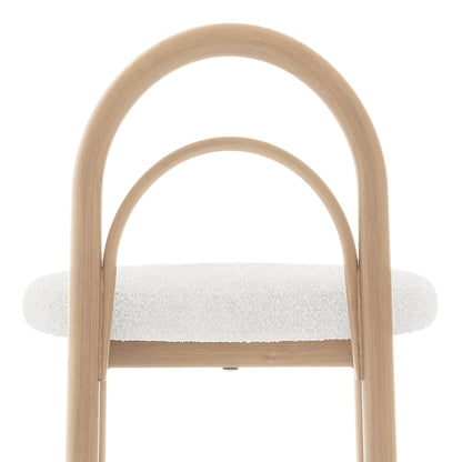 Gilles Boucle Arched Dining Chair Cream White Set of 2 featuring a sleek, double-arched backrest design and plush upholstered seat with thick foam padding, showcasing elegant and durable powder-coated metal legs.