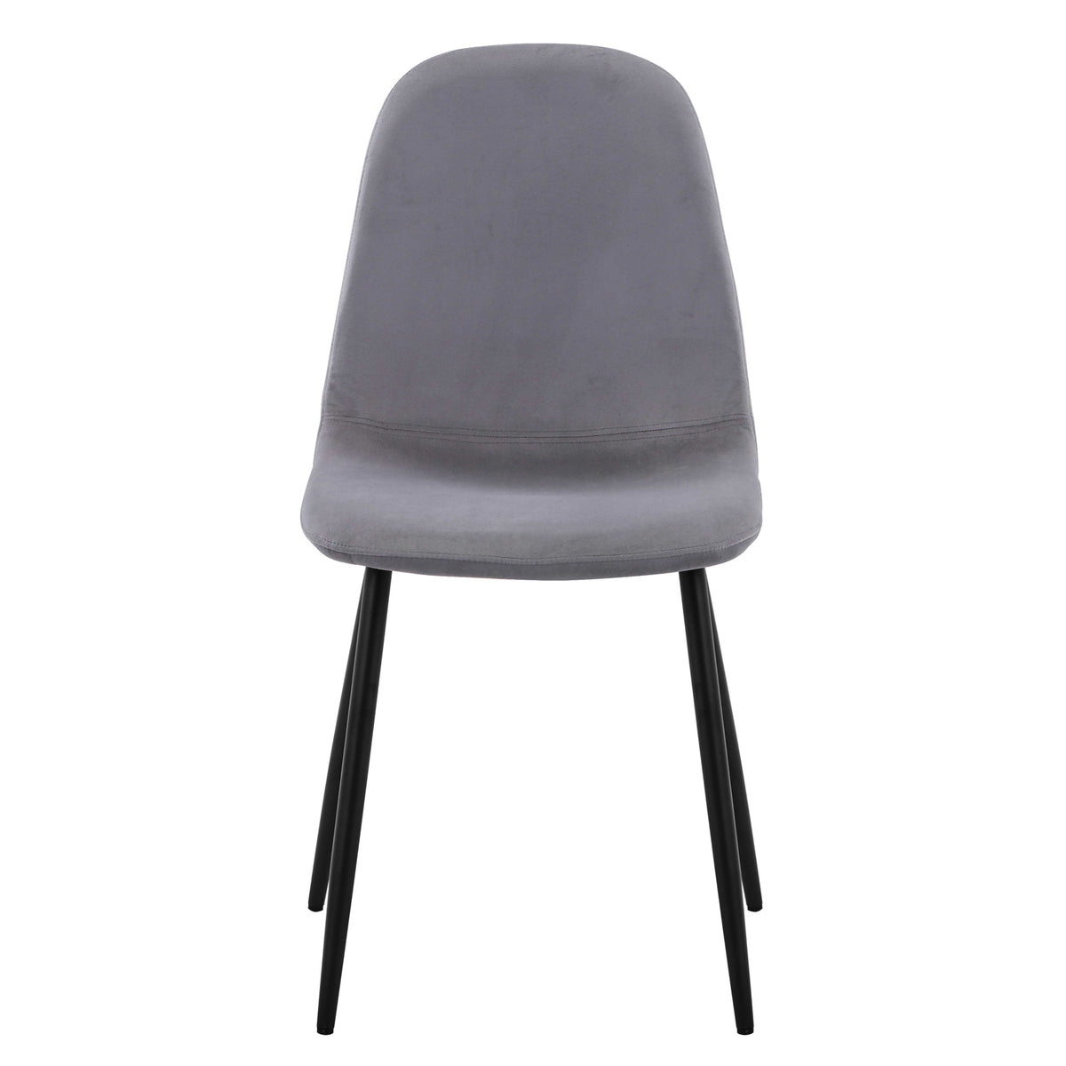 Halsa Velvet Fabric Classic Dining Chair Grey Marle Set of 4, features plush velvet upholstery, sleek black legs, and a 45cm back height, offering a blend of modern elegance and comfort.