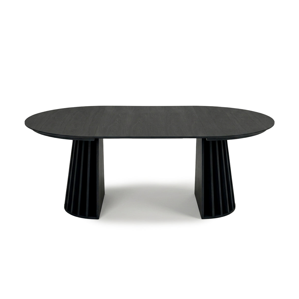 Modern black dining table on white background