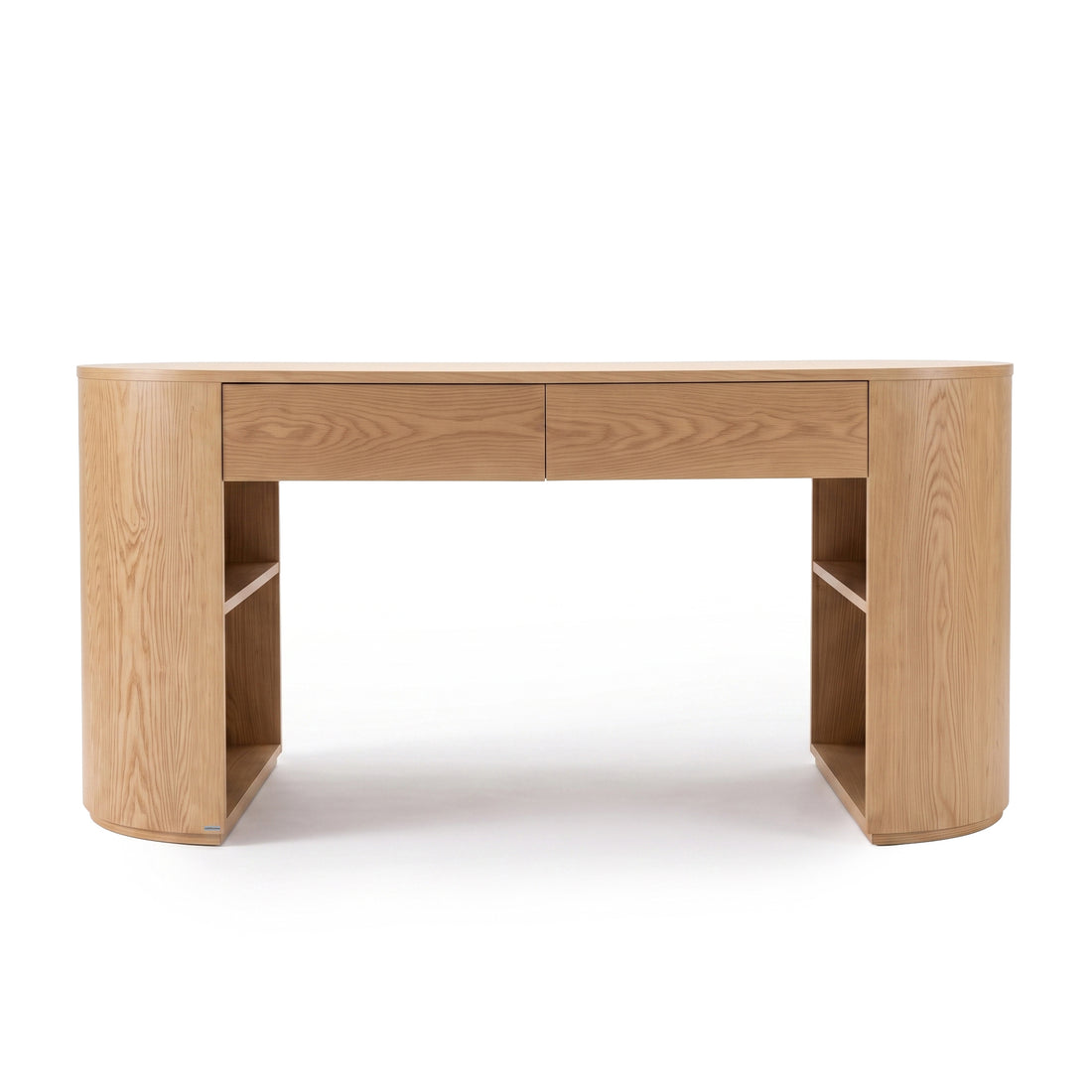 Modern light wood desk on white background