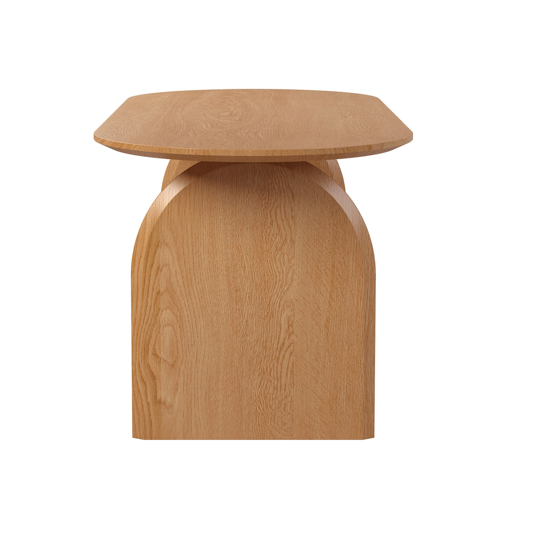 Jillian 180cm Solid Oak Oval Dining Table features an elegant design with an oval-shaped top and arched legs, highlighting its robust solid oak construction and unique grain patterns for a timeless dining room centerpiece.