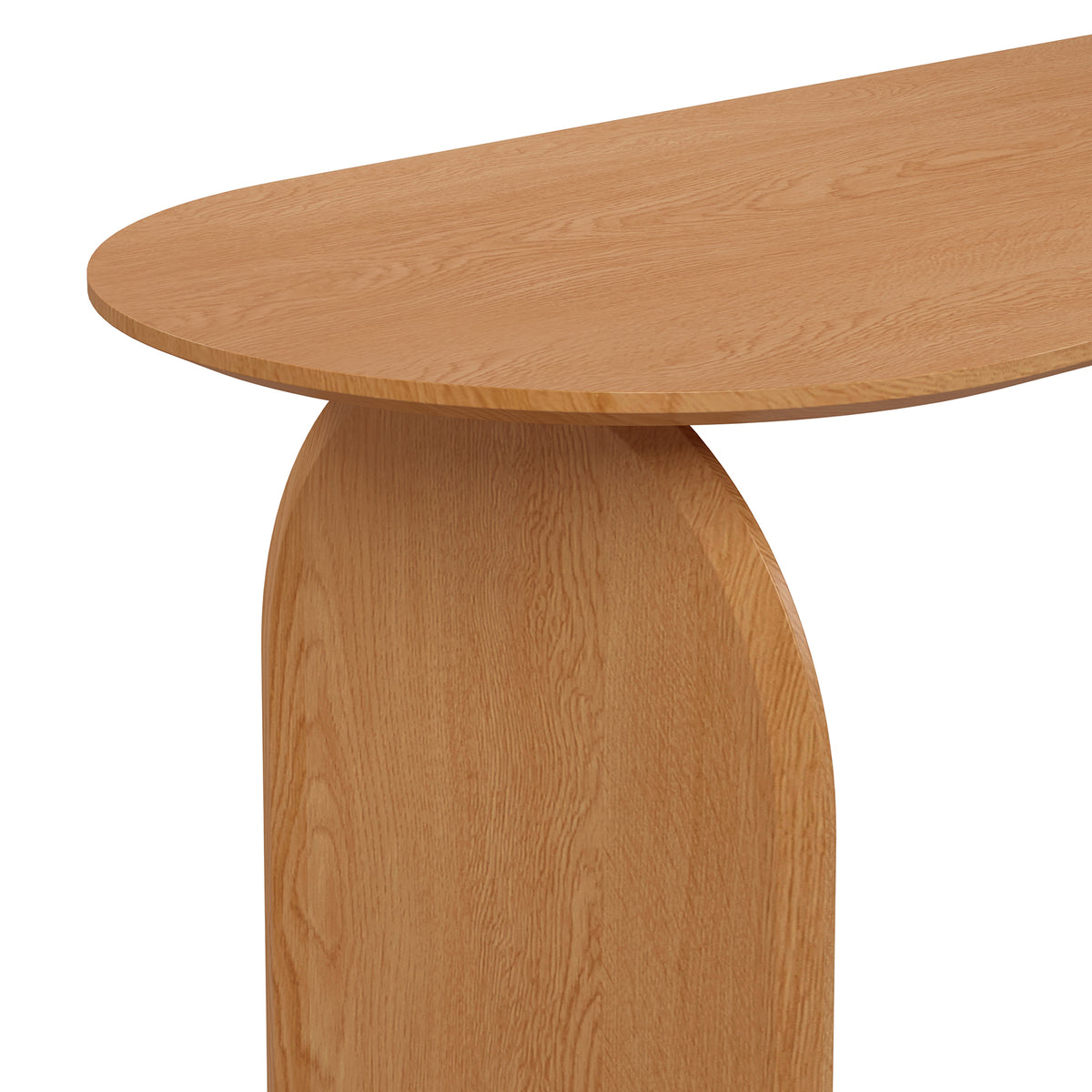 Jillian 180cm Solid Oak Oval Dining Table featuring arched legs showcases its robust design with natural wood grain patterns, emphasizing solid oak construction and elegant modern styling, ideal for intimate dining settings.