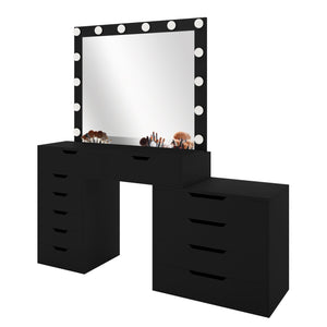 Lassie Extendable Hollywood Vanity Table w/ Drawers in Black