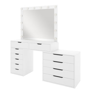 Lassie Extendable Hollywood Vanity Table w/ Drawers in White