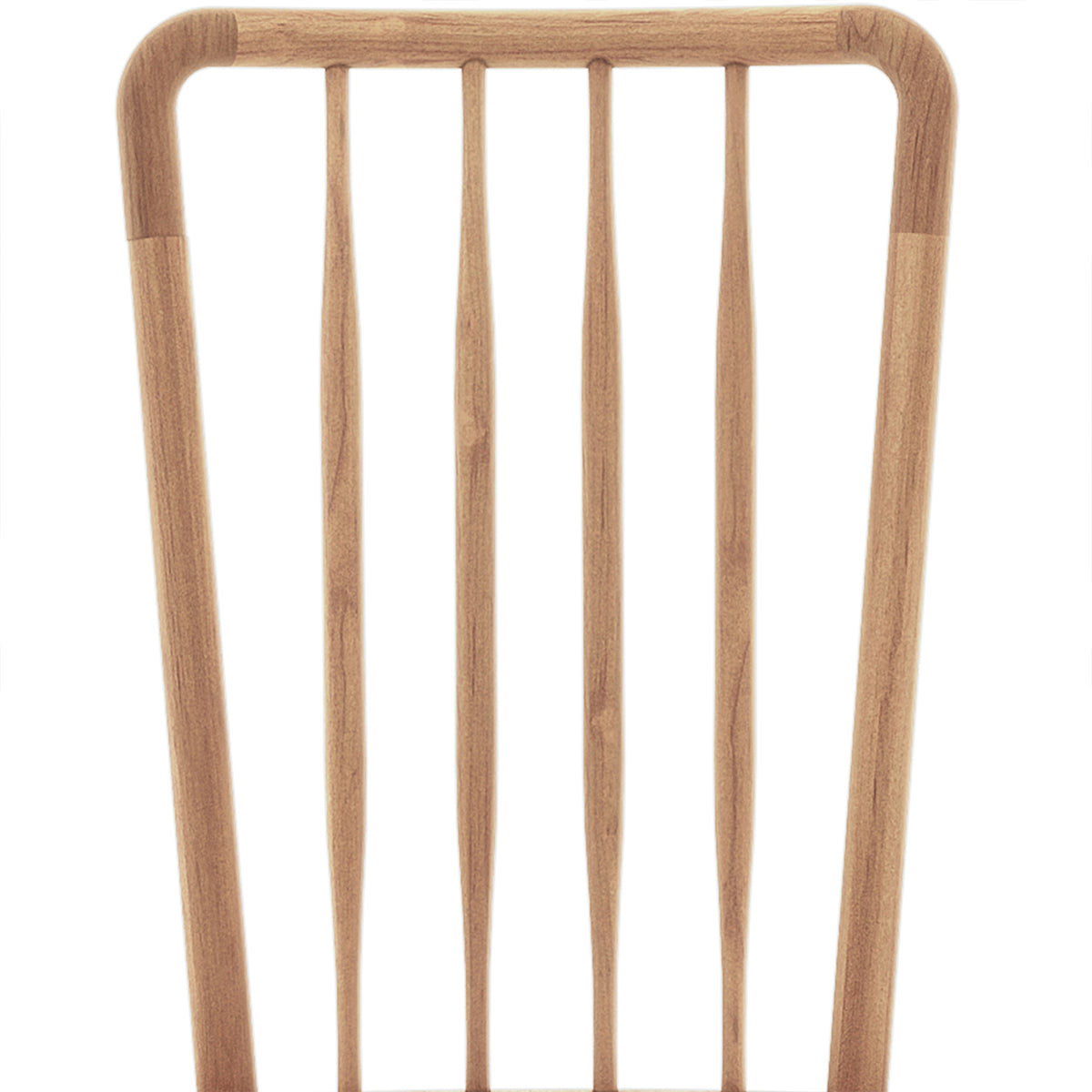 Leigh Solid Oak High-back Dining Chair Natural Set of 2, showcasing its sturdy vertical spindle design and elegant wooden craftsmanship, highlighting the high-back feature typical of Luxo Living's modern farmhouse style.