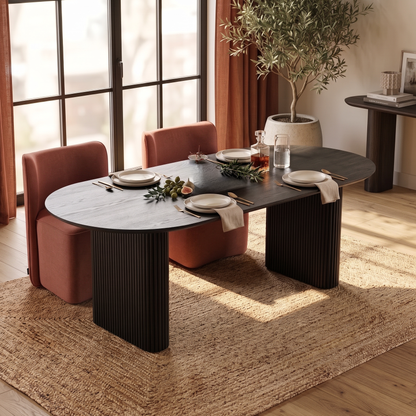 Marciana 6 Seater Fluted Pillar Dining Table in Black alternate product view