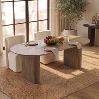 Marciana 6 Seater Fluted Pillar Dining Table in Natural alternate product view