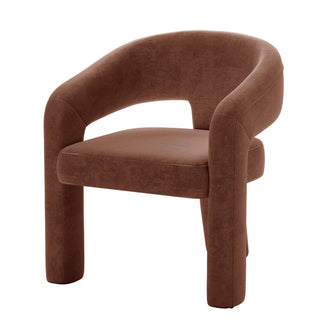 Mariah Velvet Upholstered Accent Chair - Mocha Mousse, featuring a sleek, curved backrest and tubular legs, offers a modern, sculptural silhouette, perfect for adding elegance and comfort to any room.