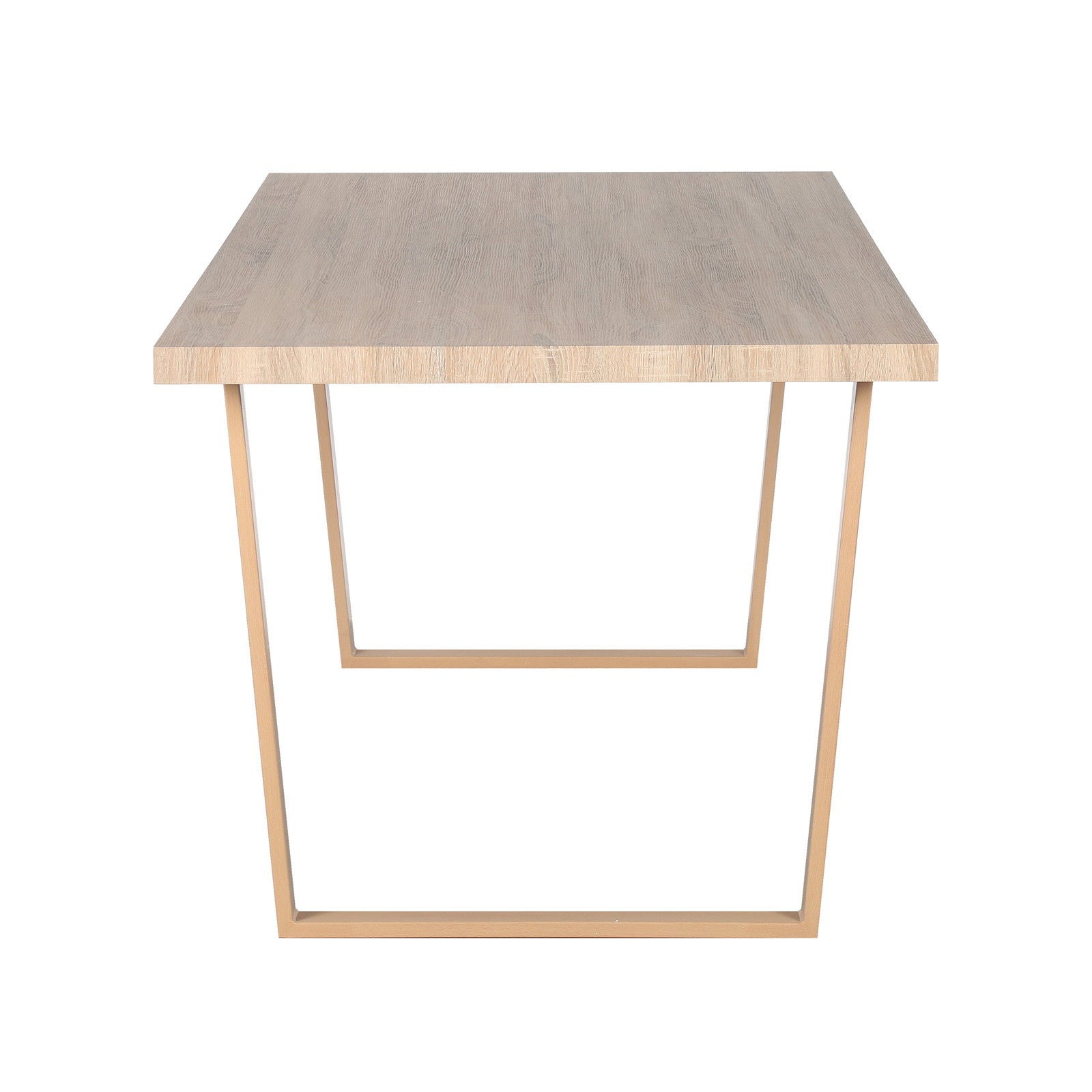 Oregon & Florida 8 Seater Dining Table & Chair Set in Grey features a modern table with a light-wood rectangular top and squared-off metal legs, highlighting its contemporary design against a simple backdrop.