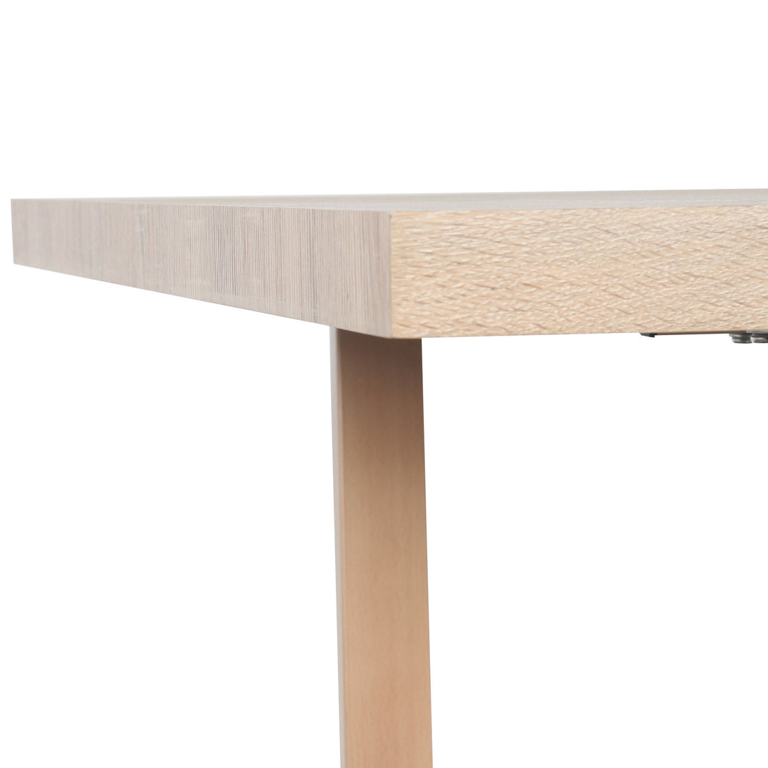 Close-up of the Oregon & Florida 8 Seater Dining Table & Chair Set in Grey, highlighting the light-wood tabletop corner and matching wooden leg, showcasing its sleek, modern design.