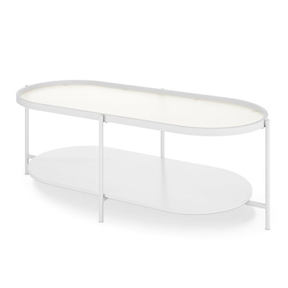Rebecca Fluted Glass Coffee Table Set White features a modern design with a large and small table, fluted glass tops, metal legs, and a sturdy frame, perfect for contemporary living spaces.