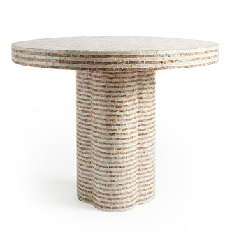 Round mosaic accent table with pedestal base on white background