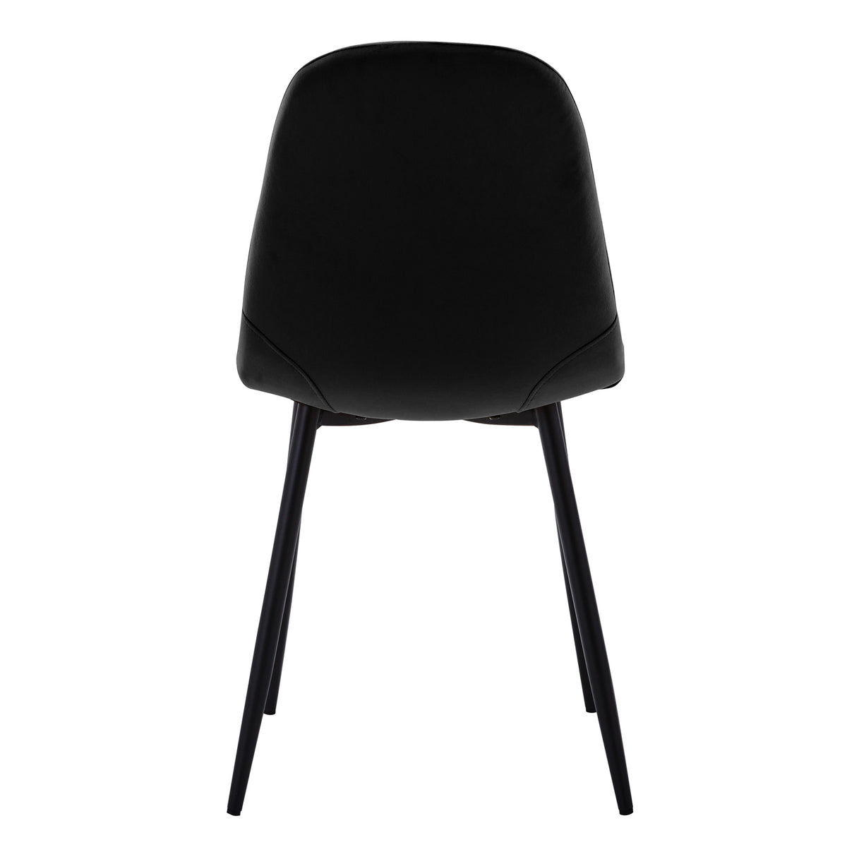 Rylee 120cm Black Round Table with 4 Halsa Chairs, featuring a glass top with X-shaped metal legs, paired with sleek, high-backed, cushioned velvet chairs for a stylish dining setup.