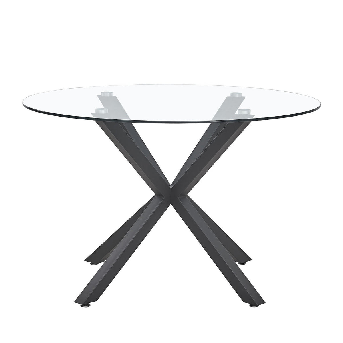 Rylee 4 Seater Round Glass Dining Table - Black