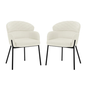 Sofia Chenille Fabric Dining Chairs  Set of 2 in Off White