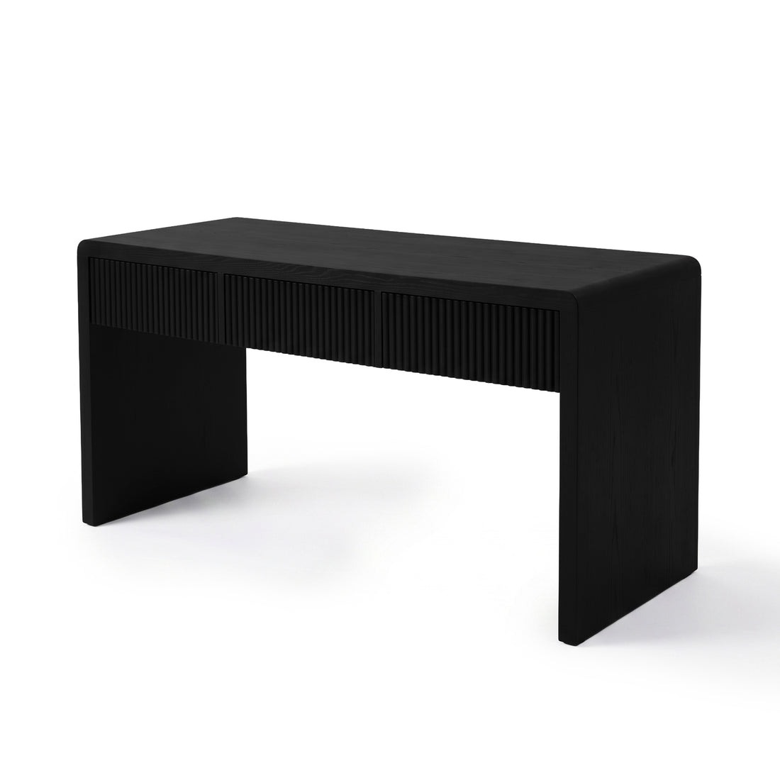 Modern black desk isolated on a white background