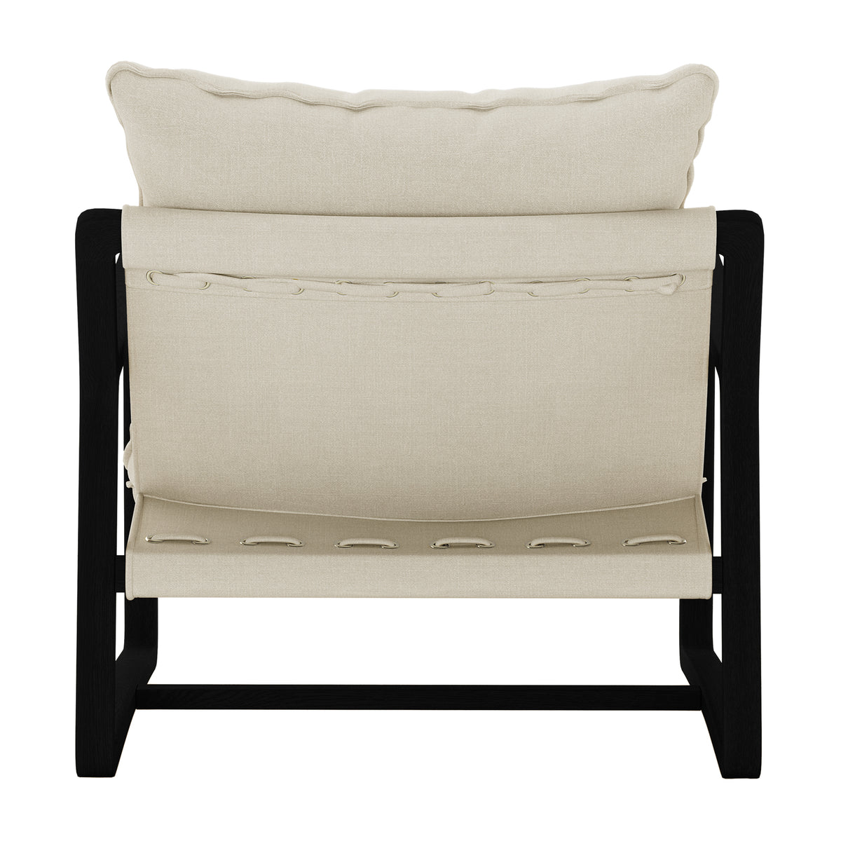 Tilly Linen Hardwood Arm Chair Black featuring a close-up of its cushion and fabric texture, showcasing the chair's elegant design and high-density foam for superior comfort.