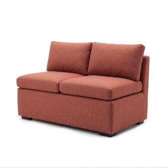 Terracotta two-seat loveseat shown fully on a white background