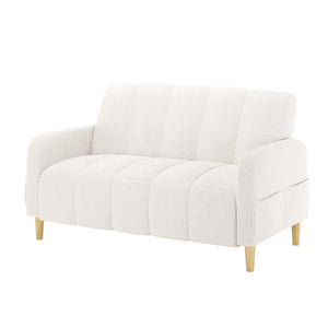 Anica 2 Seater Boucle Fabric Sofa Bed in Cream White