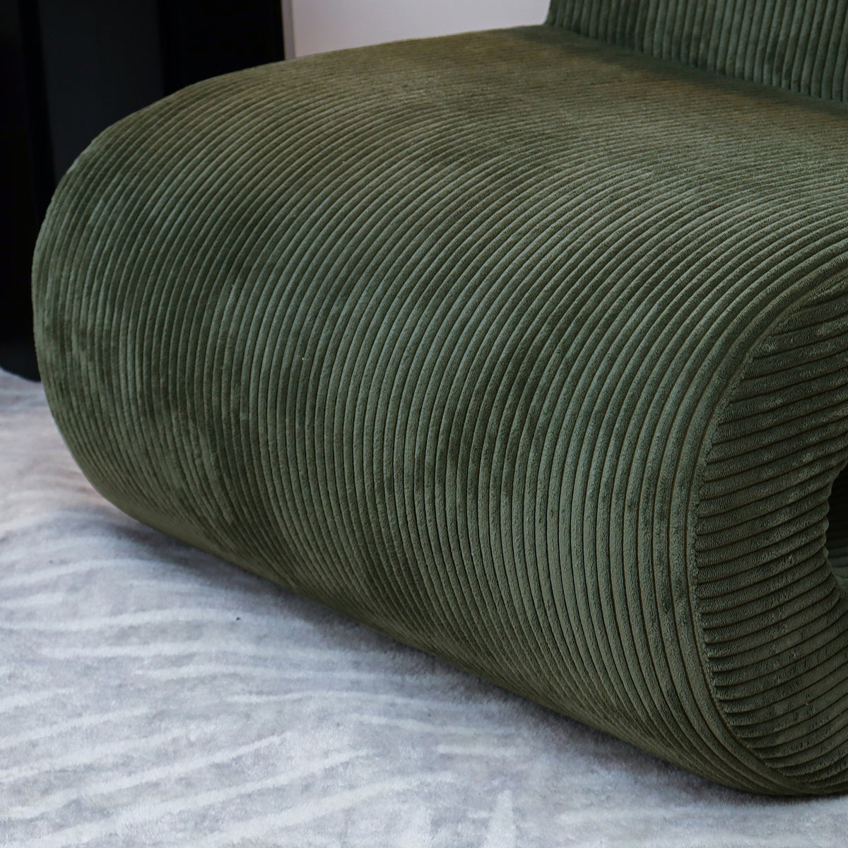 Bengtaz Corduroy Armless Curved Accent Chair - Dark Green