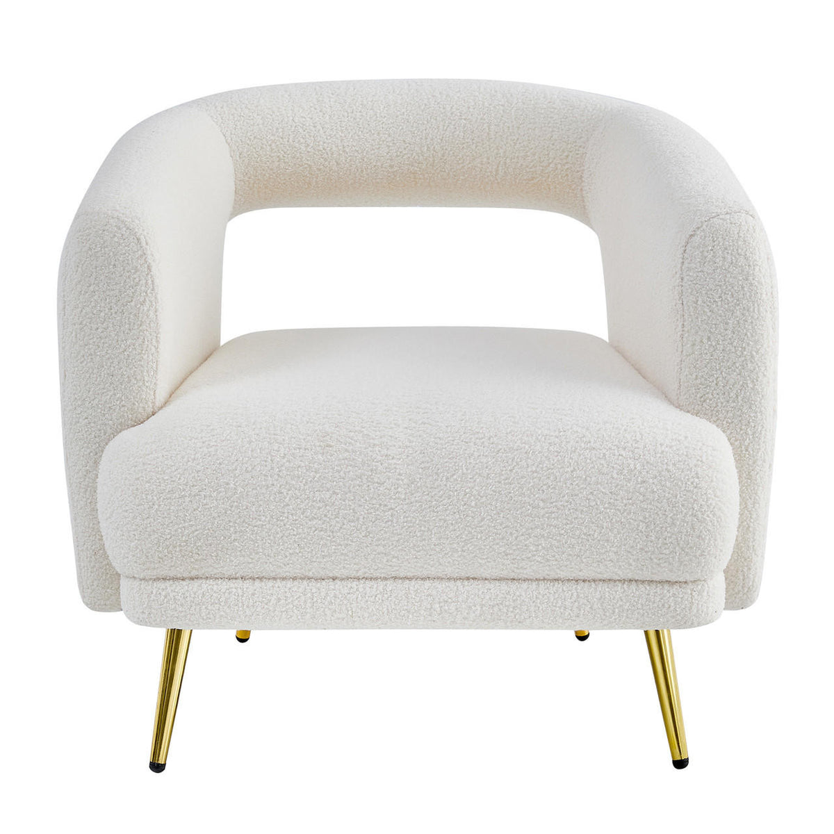 Bonnell Boucle Accent Chair with Gold Legs - Cream White