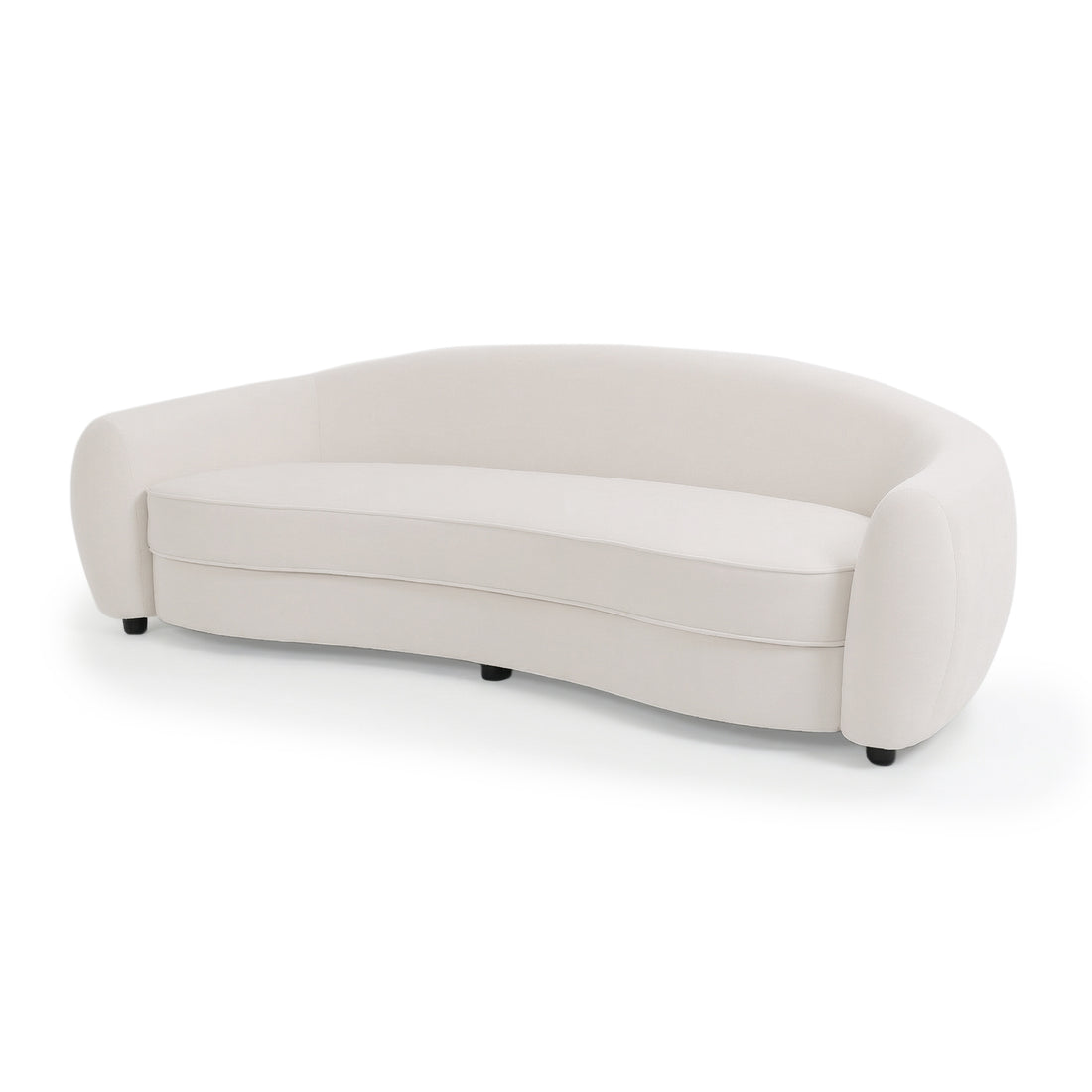 Contemporary curved white sofa on white background