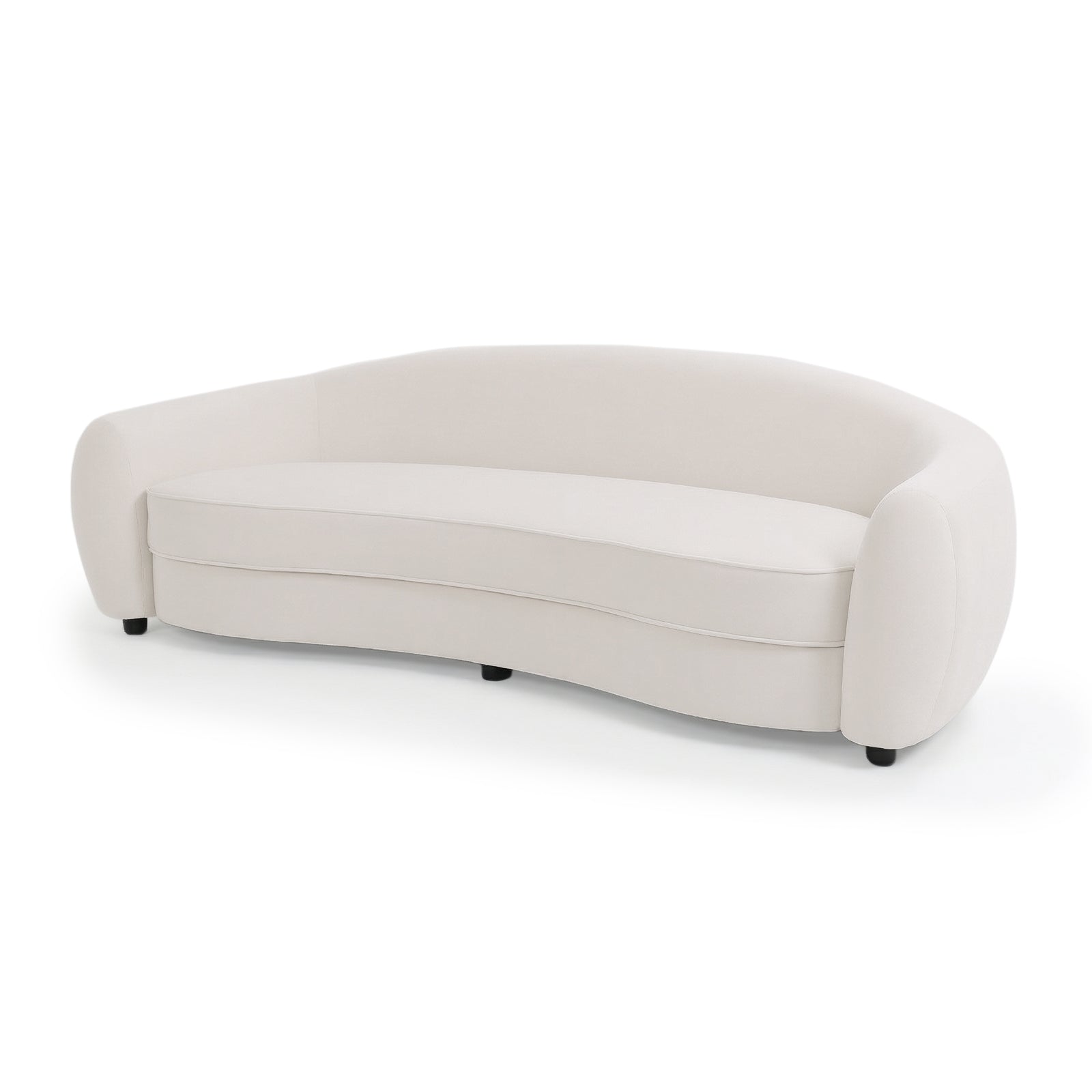 Contemporary curved white sofa on white background