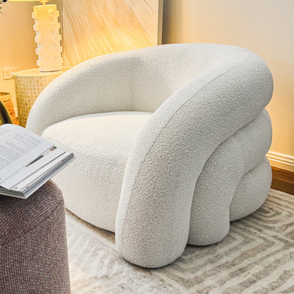 Lifestyle image of Clioz Bouclé 4 Seater Curved Lounge Package Eggshell White