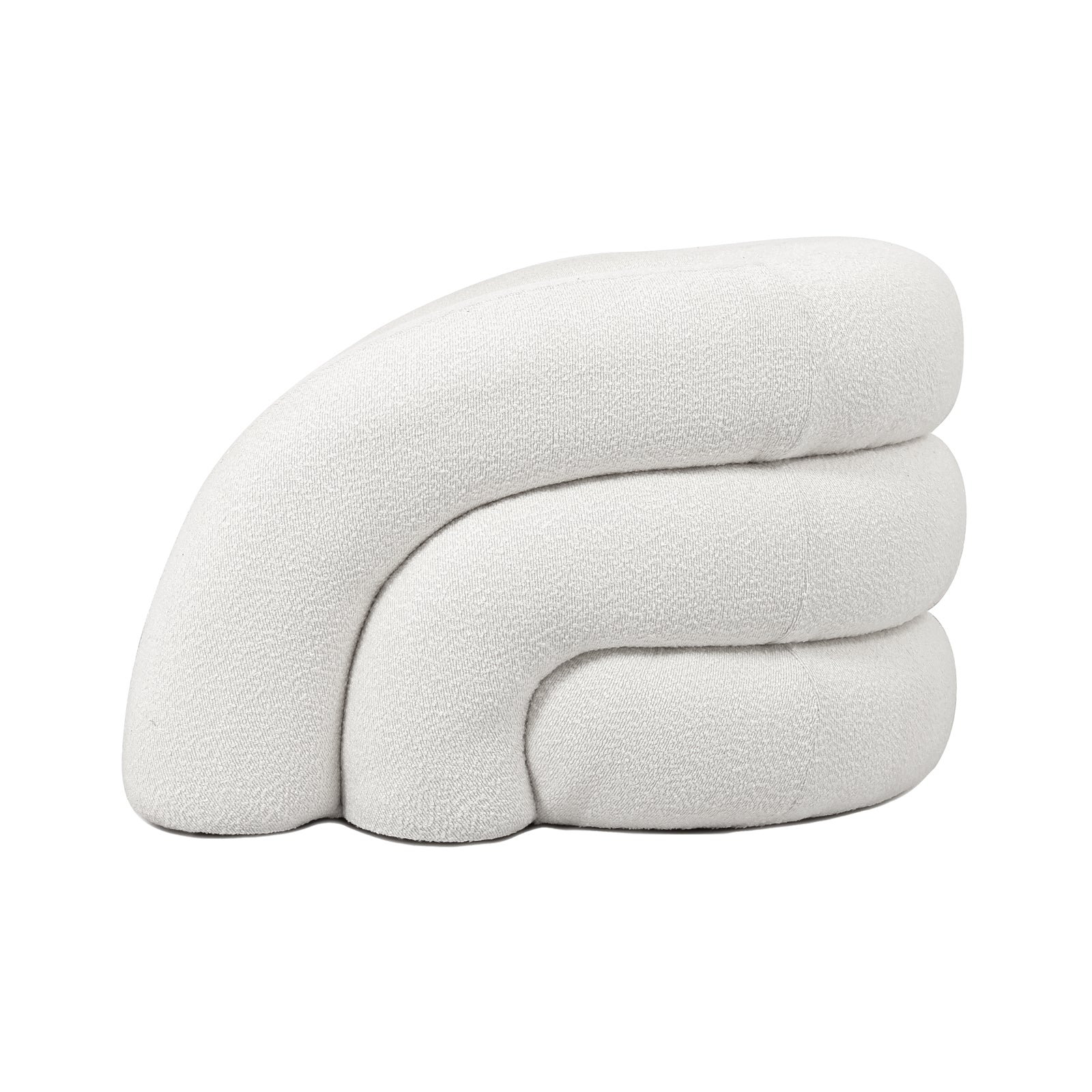 Side View of Clioz Bouclé 4 Seater Curved Lounge Package - Eggshell White