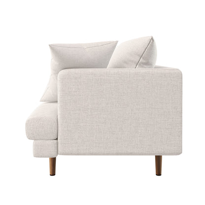 Colton Fabric 3 Seater Sofa Cream White featuring soft upholstery, plush cushions, and sturdy armrests, showcasing a sleek and modern design ideal for enhancing any living space.