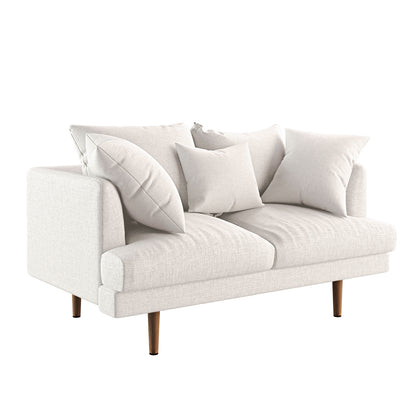 Colton 2 Seater Fabric Sofa Cream White featuring sleek design, plush cushions, and sturdy wooden legs, perfect for modern homes, providing comfort and style for any living space.