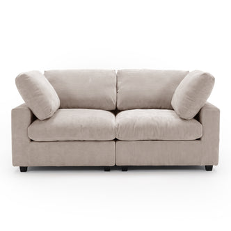 Beige two-seater sofa on a white background