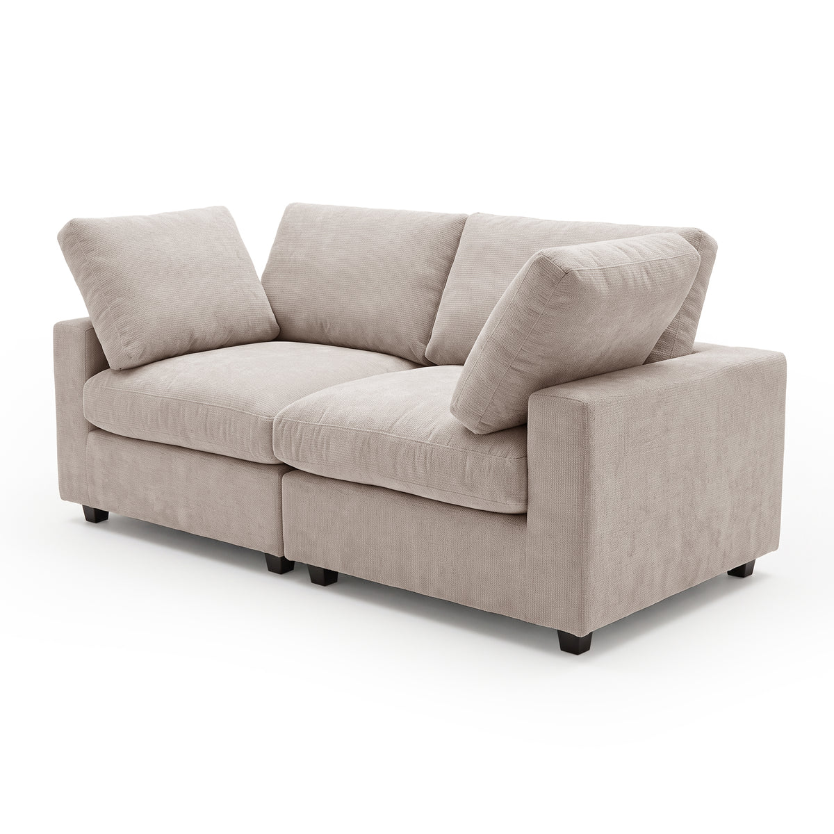 Light beige sectional sofa on white background