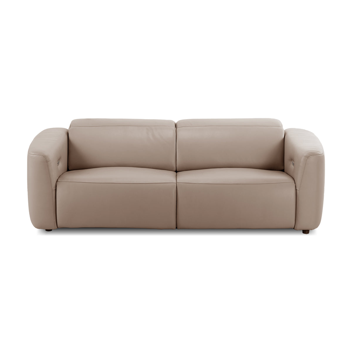 Taupe two-seater sofa on a white background