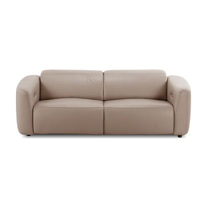 Taupe two-seater sofa on a white background
