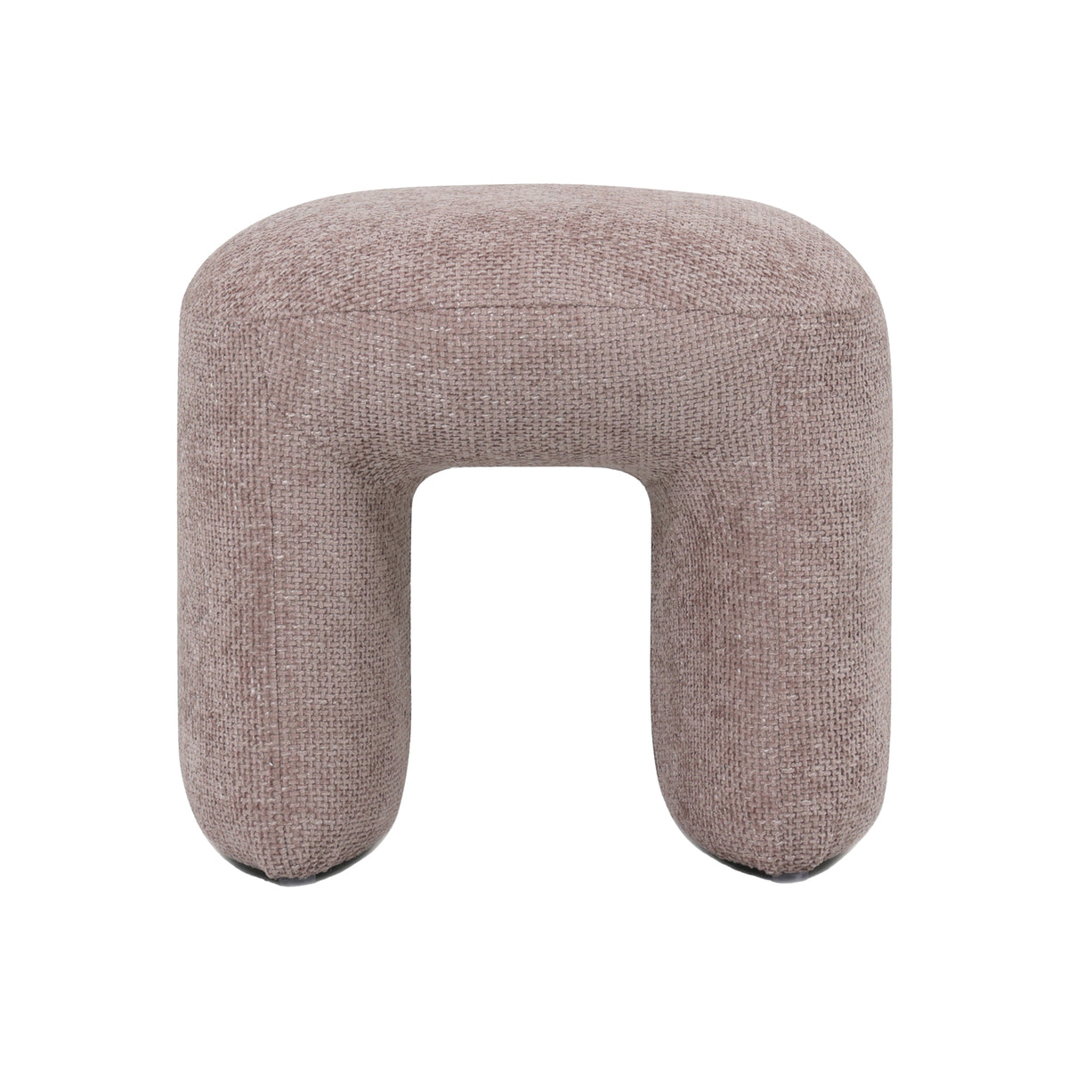 Close-up of the Hirokoz Chenille Ottoman Stool in Light Pink, highlighting its plush Fresh Foam cushion and textured chenille fabric, designed atop a durable solid wood frame.