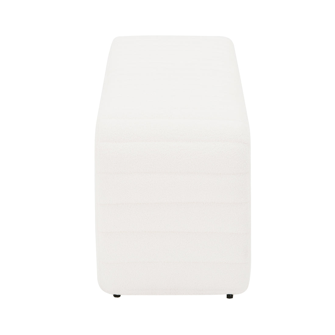 Josie Bouclé Upholstered Bench in Cream White, featuring a sleek, rectangular design with soft bouclé fabric and discreet feet, ideal for modern interiors.