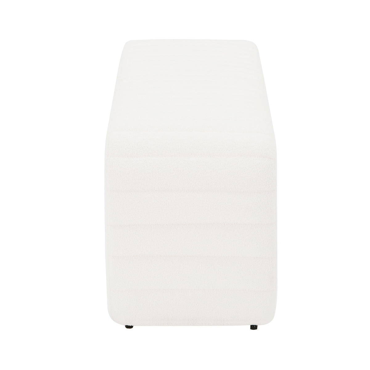 Josie Bouclé Upholstered Bench in Cream White, featuring a sleek, rectangular design with soft bouclé fabric and discreet feet, ideal for modern interiors.