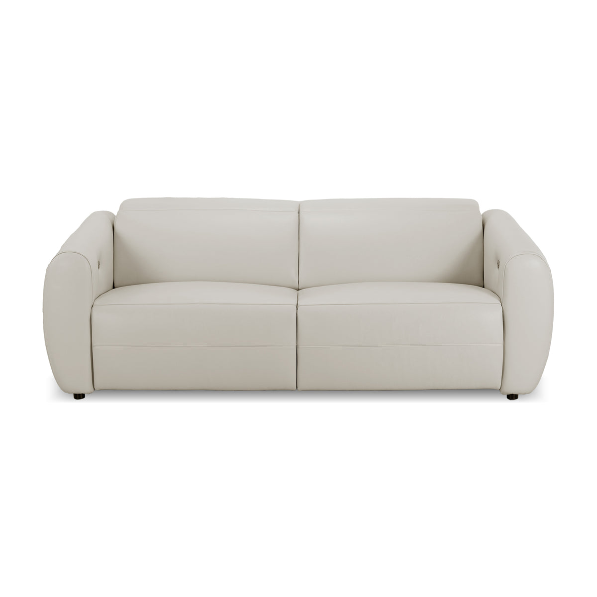 Modern light beige sofa on a white background, front view
