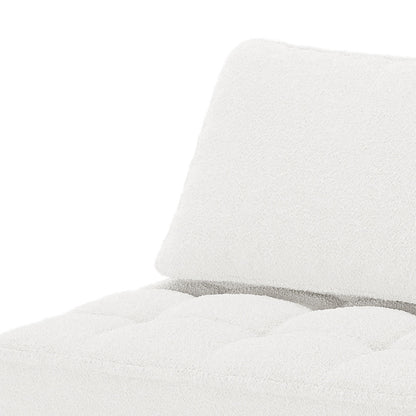 Kazumi Boucle Modular Single Sofa Chair in Cream White, featuring a tufted, upholstered seat and matching backrest, showcasing its soft boucle fabric and sleek design for modern living spaces.