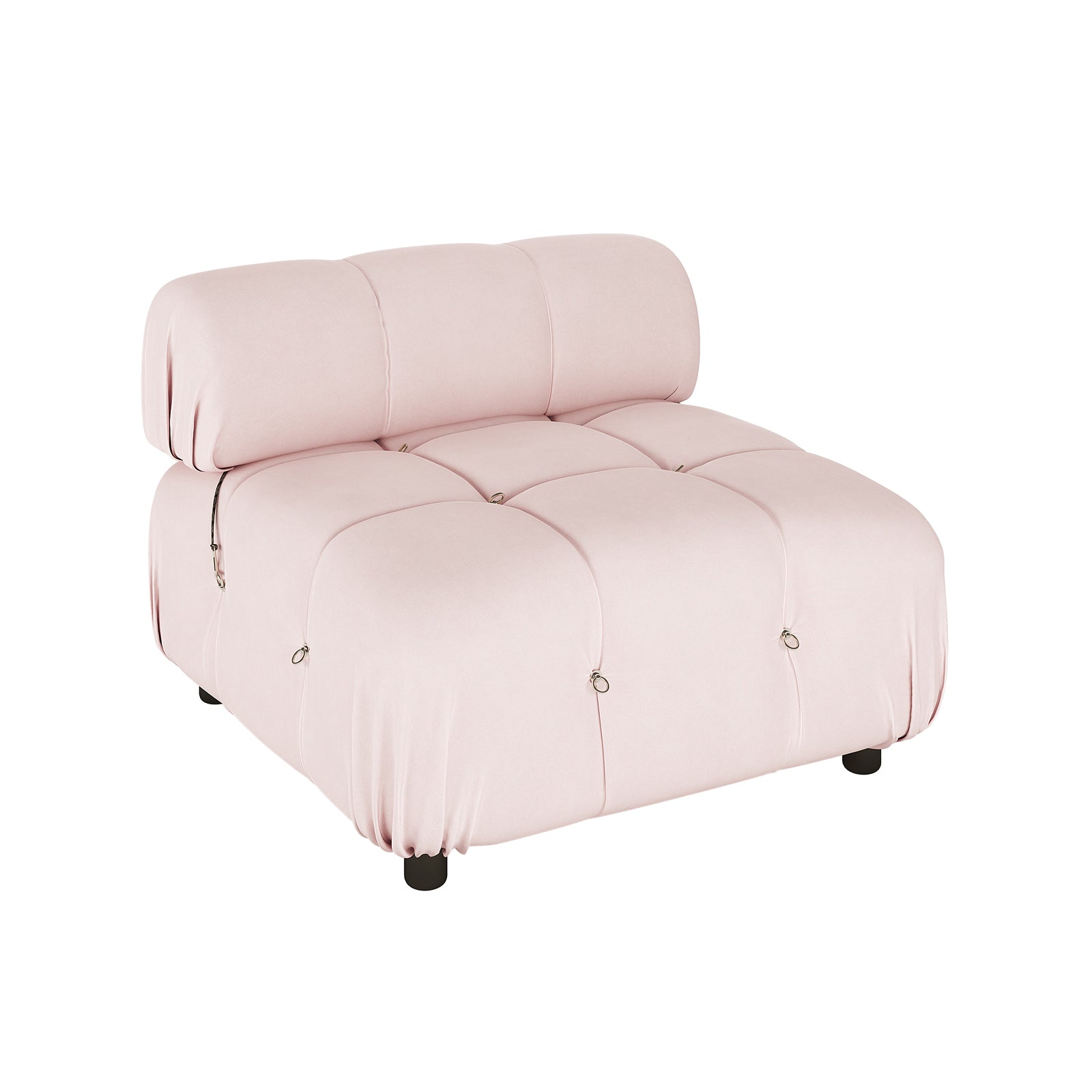 Keila Single Seater Modular Tufted Velvet Sofa - Soft Pink
