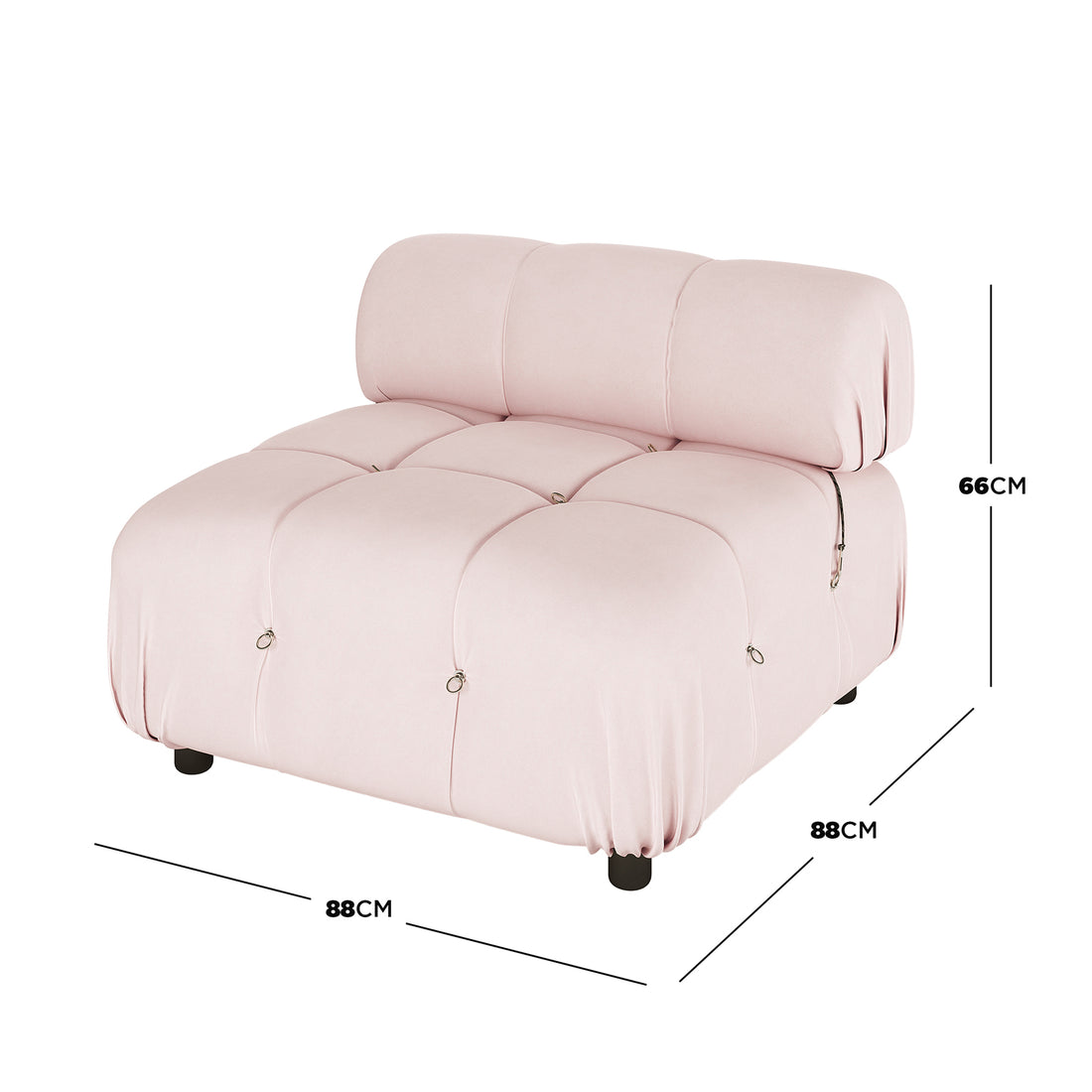 Keila Single Seater Modular Tufted Velvet Sofa - Soft Pink
