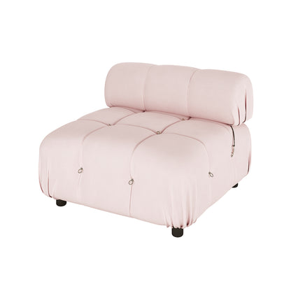 Keila 3 Seater L-Shape Modular Velvet Corner Sofa Set - Soft Pink