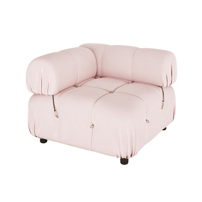 Keila 3 Seater L-Shape Modular Velvet Corner Sofa Set - Soft Pink