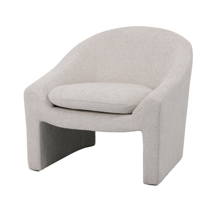 Close-up of the Kotrina Linen Chenille Accent Armchair showcasing its elegant curved design and plush, textured chenille fabric, highlighting the deep seating and inviting comfort.