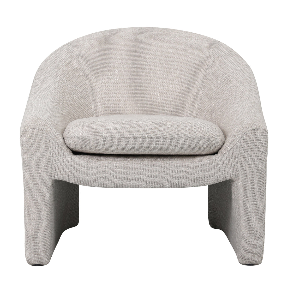 Kotrina Linen Chenille Accent Armchair features a plush, textured chenille upholstery and a gently curved silhouette with visible armrests, highlighting its deep seating and modern design.