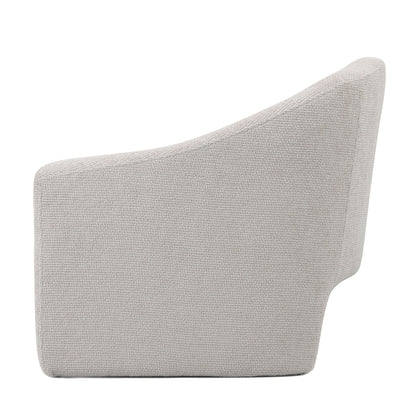 Kotrina Linen Chenille Accent Armchair features a curved, elegant design with soft, textured fabric, showcasing deep seating and plush cushioning for ultimate comfort and modern style.