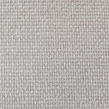 Close-up of the Kotrina Linen Chenille Accent Armchair Beige, showcasing its textured fabric, deep seating design, and elegant curved silhouette, emphasizing the chair's plush and supportive structure.