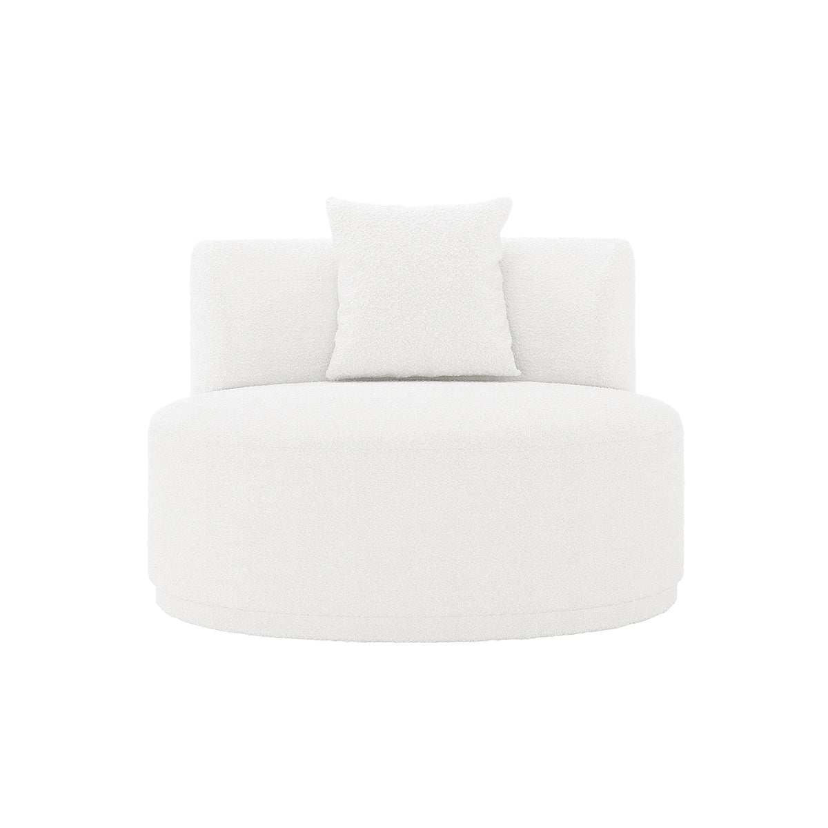 Lyana 4 Seater Boucle Sofa with Right Chaise in Cream White features a spacious design, right-facing chaise, plush cushioning, and a textured, soft bouclé fabric covering.